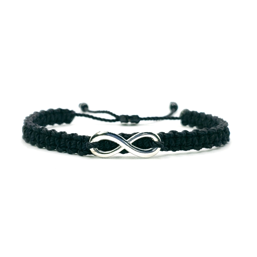 Infinity, bracelet, beautiful black string bracelet, adjustable for man/women
